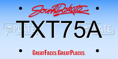 TXT75A South Dakota License Plate