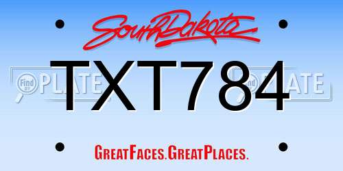 TXT784 South Dakota License Plate