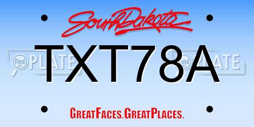 TXT78A South Dakota License Plate