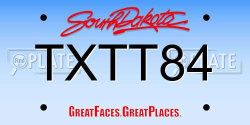 TXTT84 South Dakota License Plate