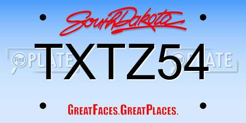TXTZ54 South Dakota License Plate