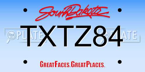 TXTZ84 South Dakota License Plate