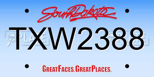 TXW2388 South Dakota License Plate