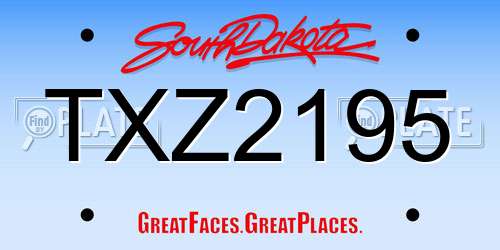 TXZ2195 South Dakota License Plate