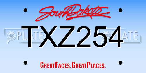 TXZ254 South Dakota License Plate