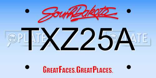 TXZ25A South Dakota License Plate