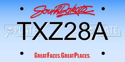 TXZ28A South Dakota License Plate