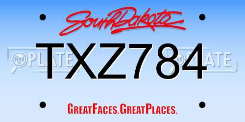TXZ784 South Dakota License Plate