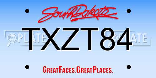 TXZT84 South Dakota License Plate