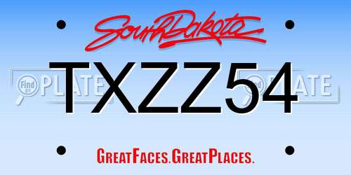 TXZZ54 South Dakota License Plate