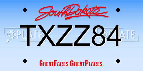 TXZZ84 South Dakota License Plate