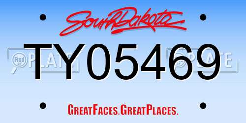 TY05469 South Dakota License Plate
