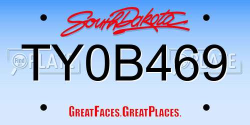 TY0B469 South Dakota License Plate