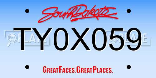 TY0X059 South Dakota License Plate
