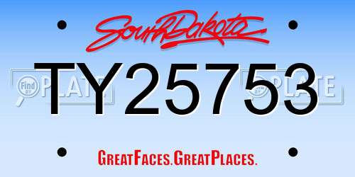 TY25753 South Dakota License Plate