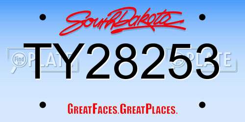 TY28253 South Dakota License Plate