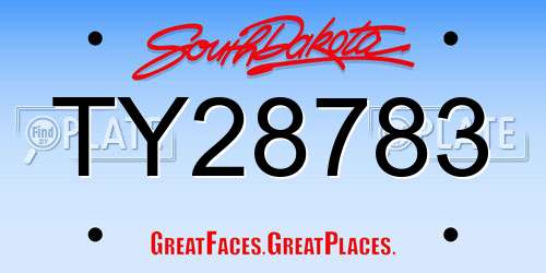 TY28783 South Dakota License Plate