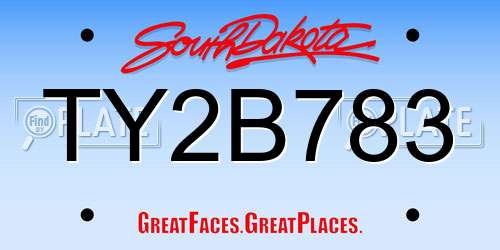TY2B783 South Dakota License Plate