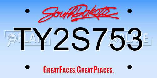 TY2S753 South Dakota License Plate