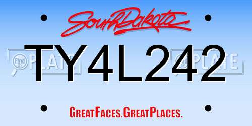 TY4L242 South Dakota License Plate