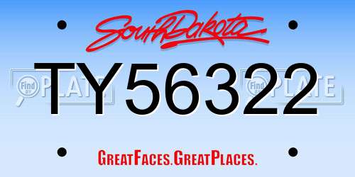 TY56322 South Dakota License Plate