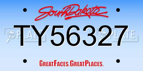 TY56327 South Dakota License Plate
