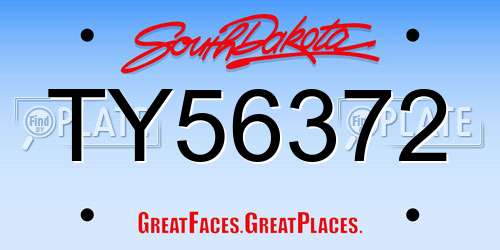 TY56372 South Dakota License Plate