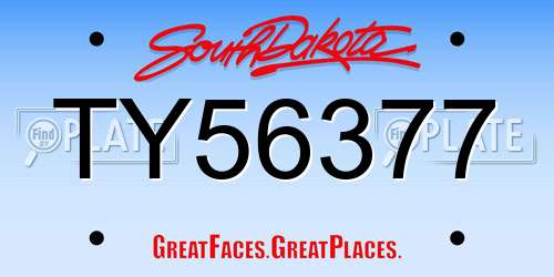 TY56377 South Dakota License Plate