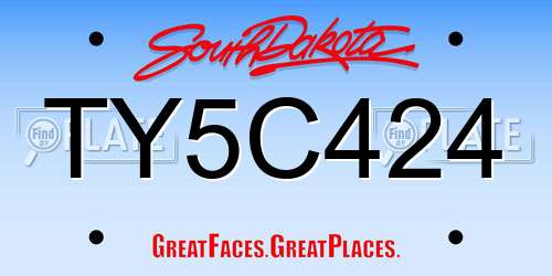 TY5C424 South Dakota License Plate