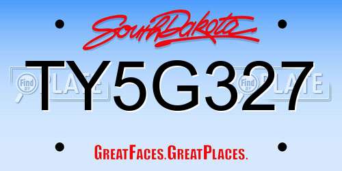 TY5G327 South Dakota License Plate