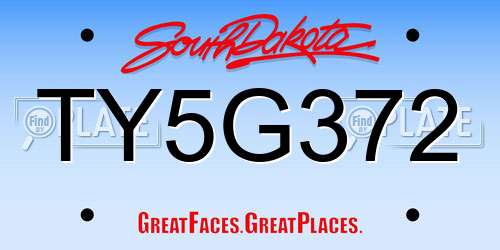 TY5G372 South Dakota License Plate
