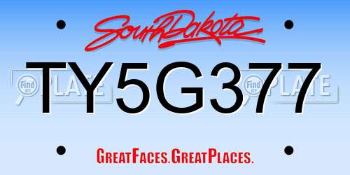 TY5G377 South Dakota License Plate