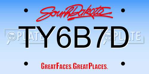 TY6B7D South Dakota License Plate