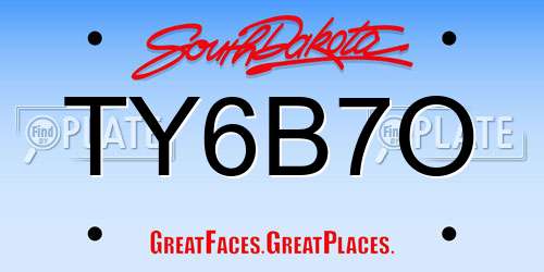 TY6B7O South Dakota License Plate