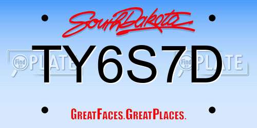 TY6S7D South Dakota License Plate