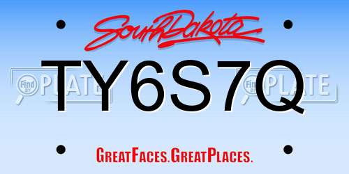 TY6S7Q South Dakota License Plate