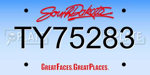 TY75283 South Dakota License Plate