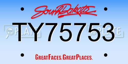 TY75753 South Dakota License Plate