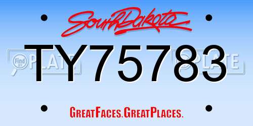 TY75783 South Dakota License Plate