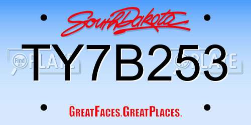 TY7B253 South Dakota License Plate