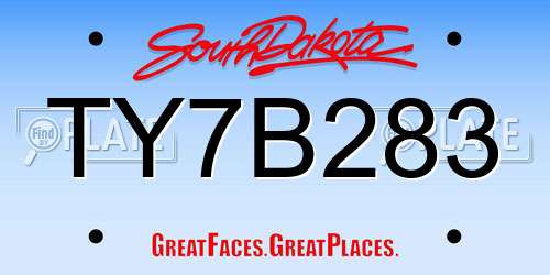 TY7B283 South Dakota License Plate