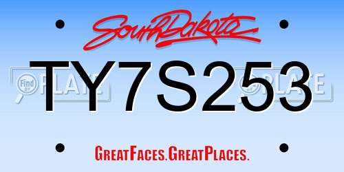 TY7S253 South Dakota License Plate