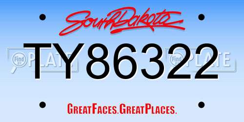 TY86322 South Dakota License Plate