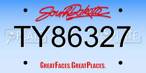 TY86327 South Dakota License Plate