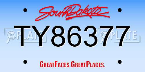 TY86377 South Dakota License Plate