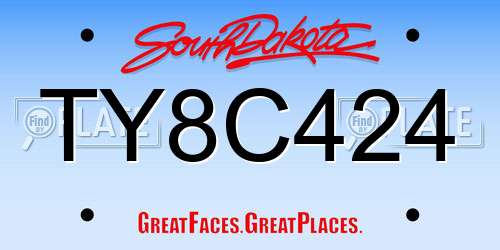 TY8C424 South Dakota License Plate