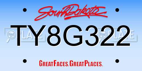 TY8G322 South Dakota License Plate