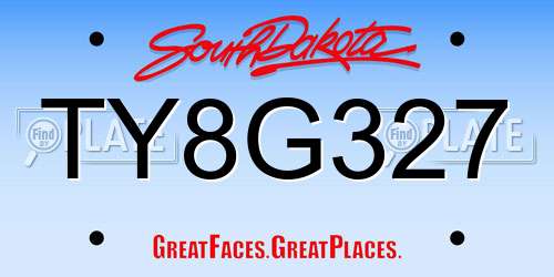 TY8G327 South Dakota License Plate