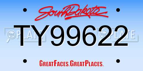 TY99622 South Dakota License Plate