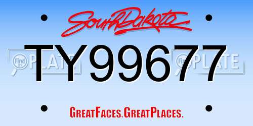 TY99677 South Dakota License Plate